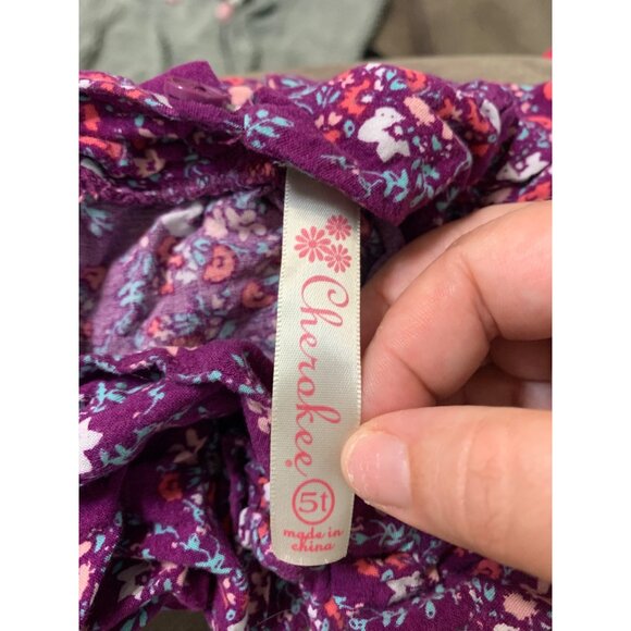 Cherokee Floral Print Shirt Toddler Girls Size 5T Purple AC8 - Picture 4 of 6